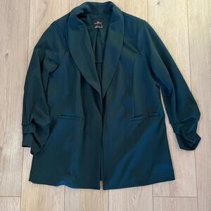 One5One Women's Hunter Green 3/4 Sleeve Open Front Blazer Sz Large